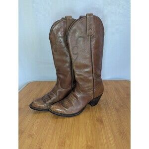 J. Chisholm Womens Cowboy Boots Sz 7 M Brown Vintage Western (O04)